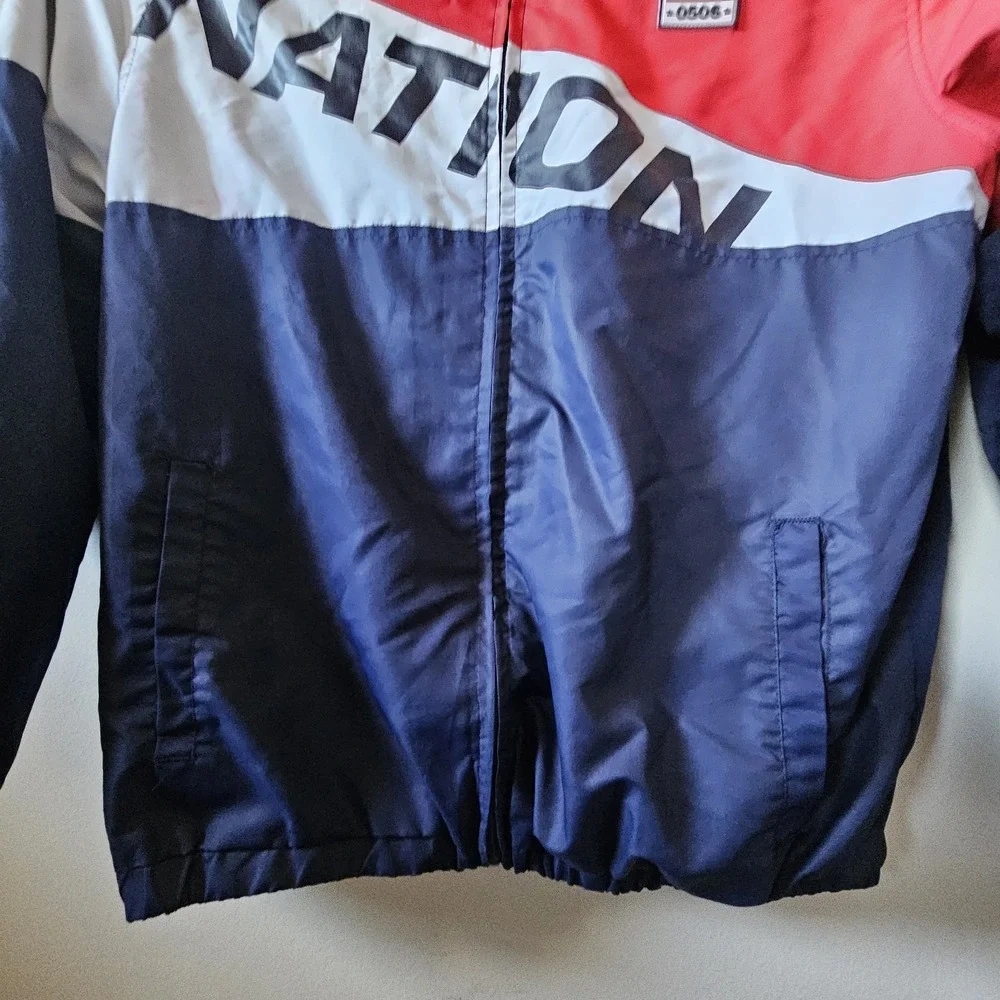 Parish Nation Windbreaker‎ Men's Size Large Blue Red White Full Zip Jacket